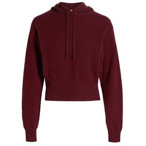NAADAM Women's 100% Cashmere Pullover Hoodie Top Solid Bordeaux Medium Size